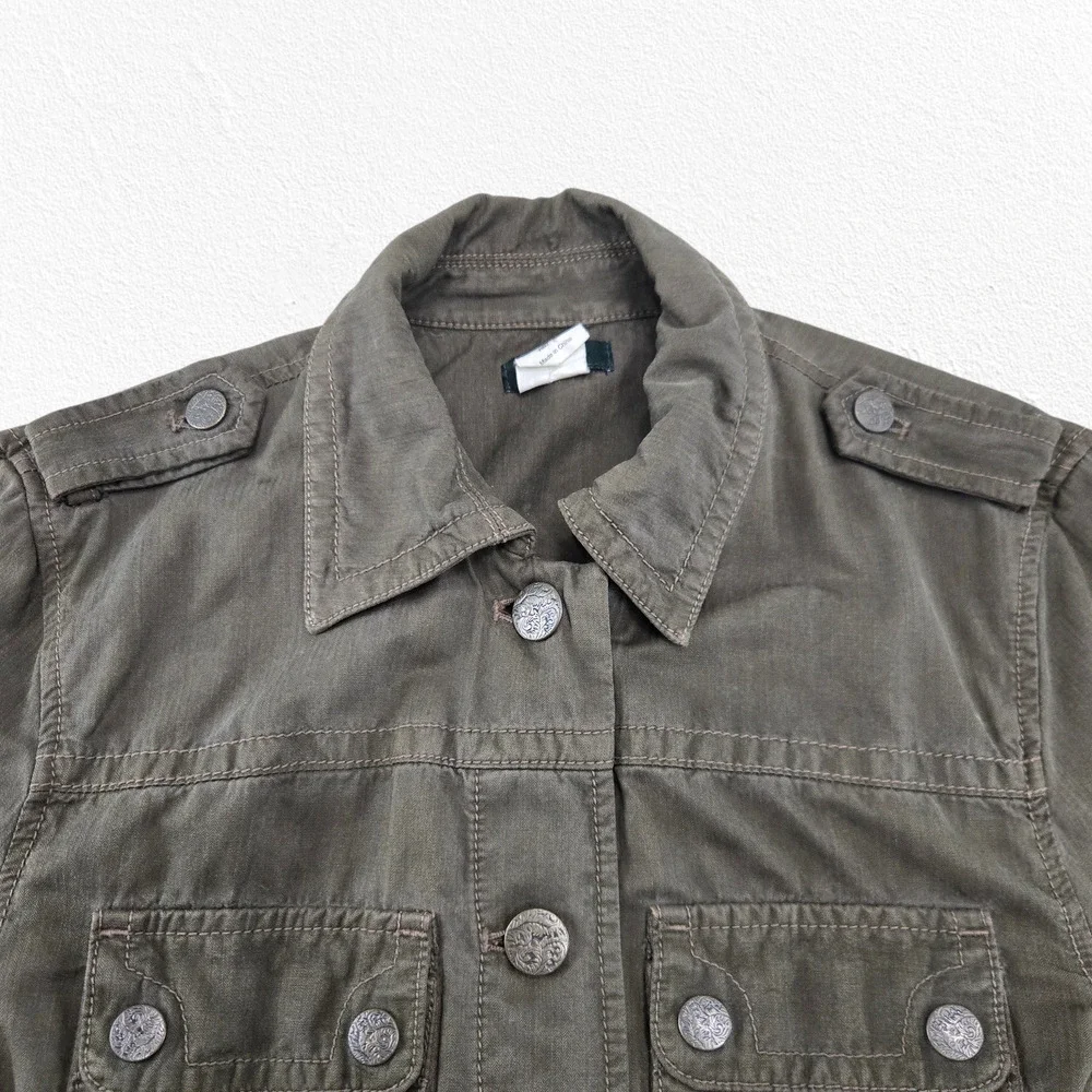J. Crew Olive Green Utility Jacket Silk Blend Belted Military Style Size Small